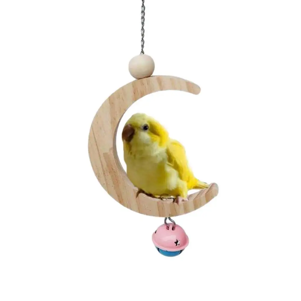 Подставка-гамак в форме попугая Луны деревянная подвесная качели колокольчик