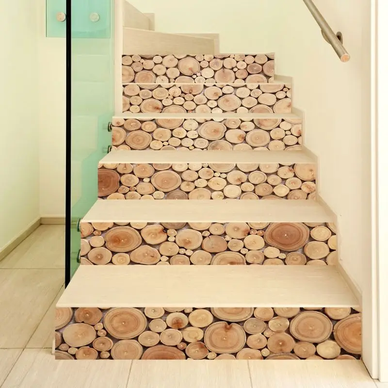 6 шт./компл. 3D деревянный блок лестница Riser пол Стикеры самоклеющиеся DIY