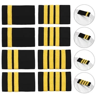 1 pair captain pilot uniform epaulets gold stripes bars shape shoulder badges shirt decor epaulette diy sewing accessories