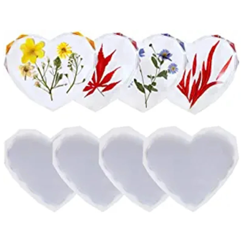 Силиконовые формы из смолы в форме сердца для круглых подставок под эпоксидную