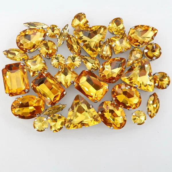 A13 Topaz 50 шт./пакет формы микс серебро коготь Установка ясный и желейные конфеты стеклянные стразы цвета Кристалл пришить стразы торжественное платье туфель и сумки diy кружевной отделкой - Цвет: A13 Topaz