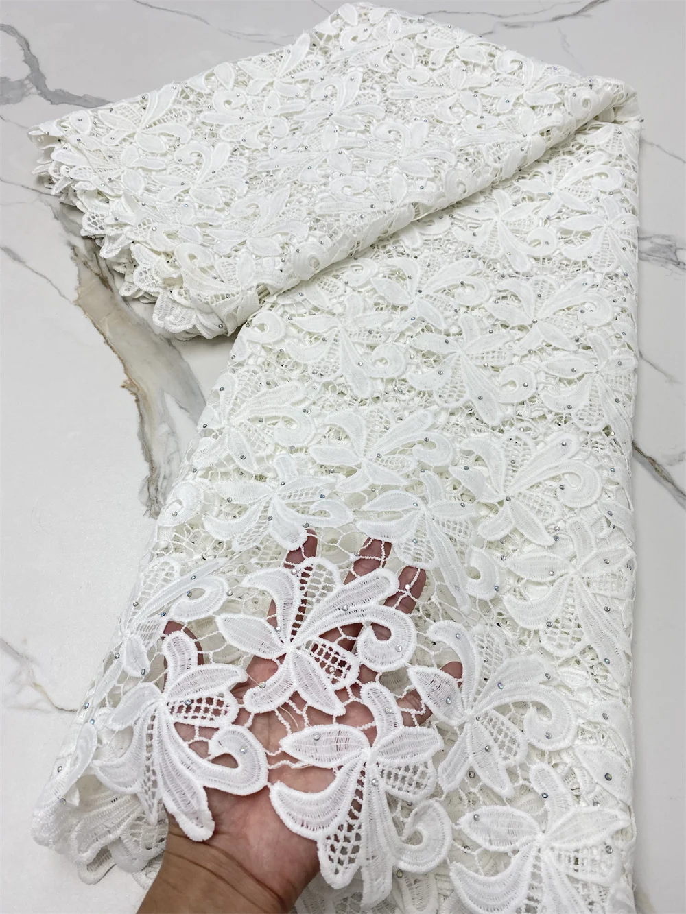 NI.AI Новая модная африканская гипюровая чистая кружевная ткань молочный шелк