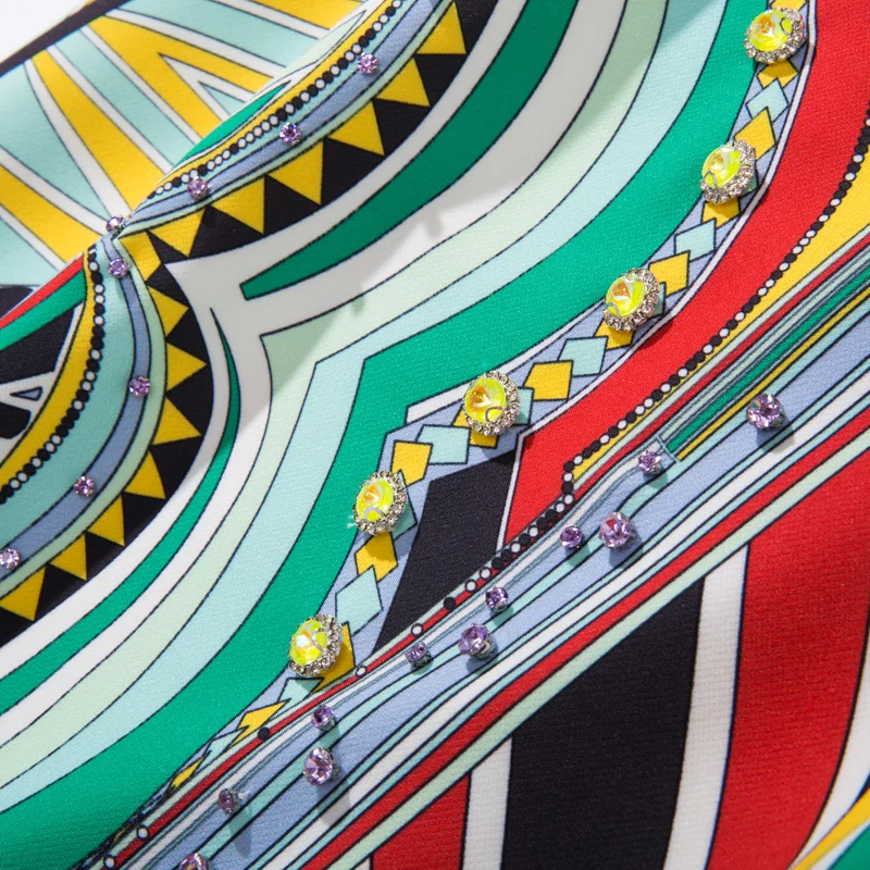 

DIDABOLE Fashion High Quality New Summer Women'S Exquisite Gorgeous Diamond Print Elegant Vintage Party Mini Vest Dress