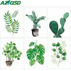 AZQSD цвет по номеру растительный лист краска по номеру холст краски ing наборы Цветок Ручная Краска ed Art DIY Современное украшение для гостиной