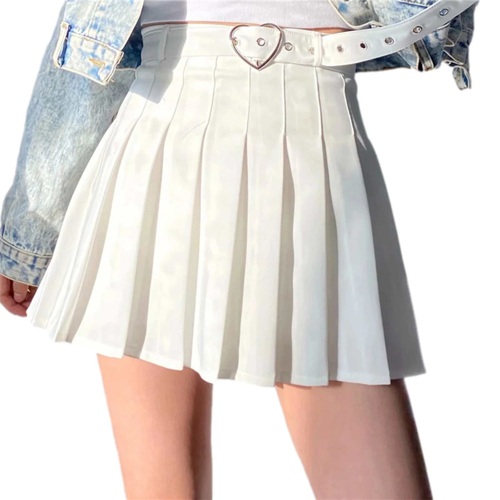 

Женская модная Однотонная юбка с поясом, Повседневная плиссированная короткая трапециевидная юбка с высокой талией