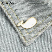 little whale enamel pins custom mini badge for denim jeans lapel pins cartoon simple white jewelry gifts brooches for kids
