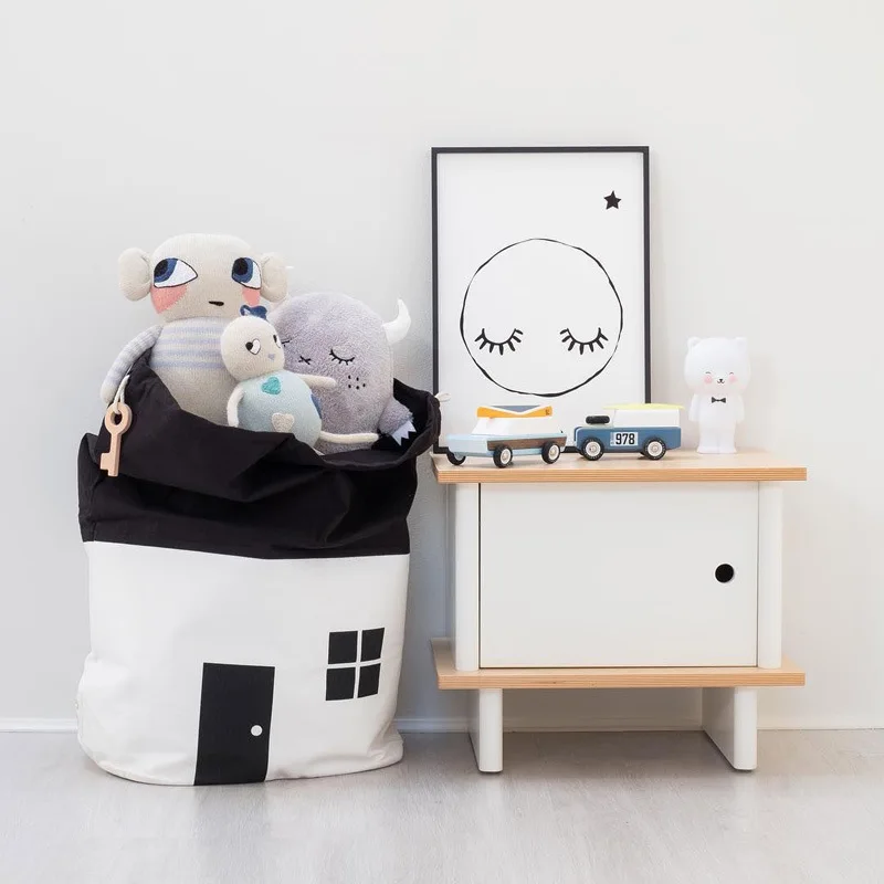 ins northern europe style cute house pattern storage bag kids baby toys clothes luggage sack canvas pouch organizer free global shipping
