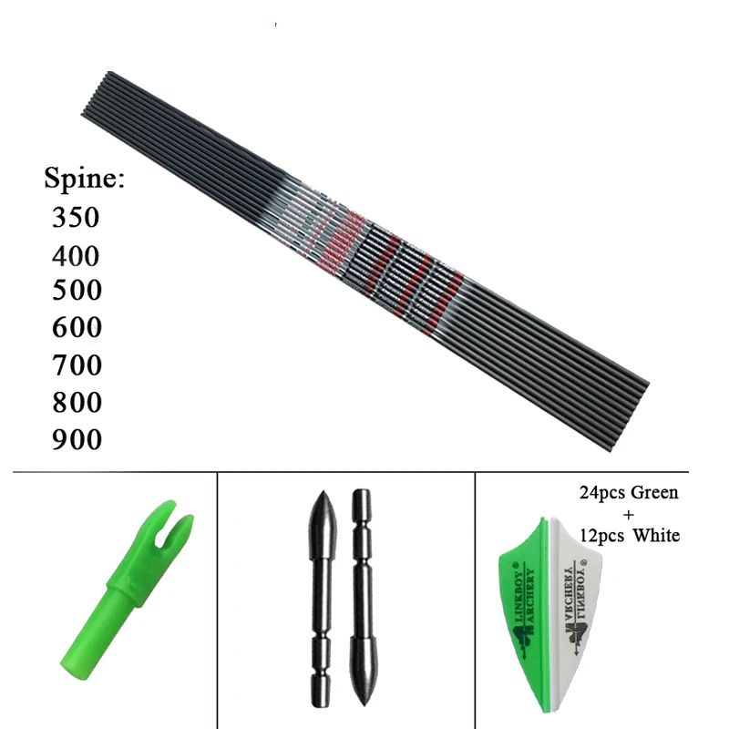 Стрельба из лука 12 шт. карбоновая стрела толщиной мм пластиковые лопатки стрелы