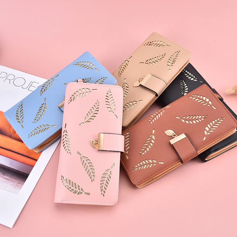 

Fashion Hollow Leaf Women's Wallet Casual Pu Wallet Zipper Multi-card Wallet