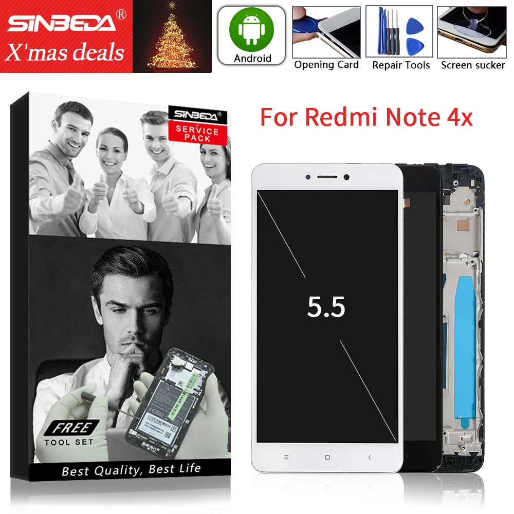 ЖК дисплей для MI Redmi Note 4 Snapdragon 625 5 дюйма XIAOMI 4X Глобальный сенсорный экран с рамкой