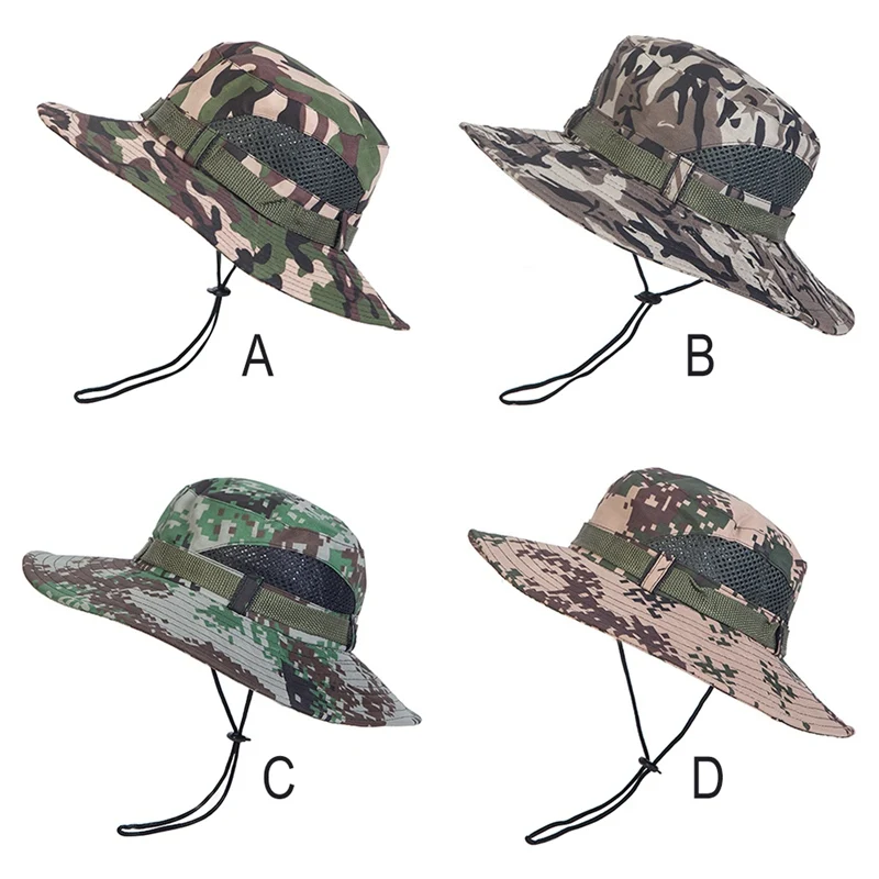 

Casual Flat Hat Military Camouflage Bucket Hats Army Hunting Outdoor Hiking Fishing Sun Protector Fisherman Cap Tactical Men
