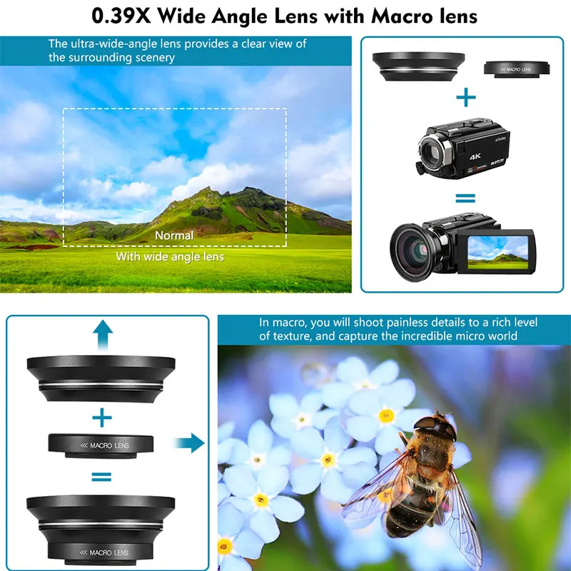 

Camcorder Video Camera 4K 48MP WiFi YouTube Camera Night Vision Camcorder Blogging Camera 16X Digital Camera Vlog Video Camera