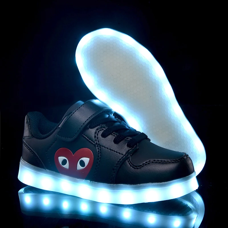 2018 Популярные черные новые детские светящиеся кроссовки светящаяся обувь для