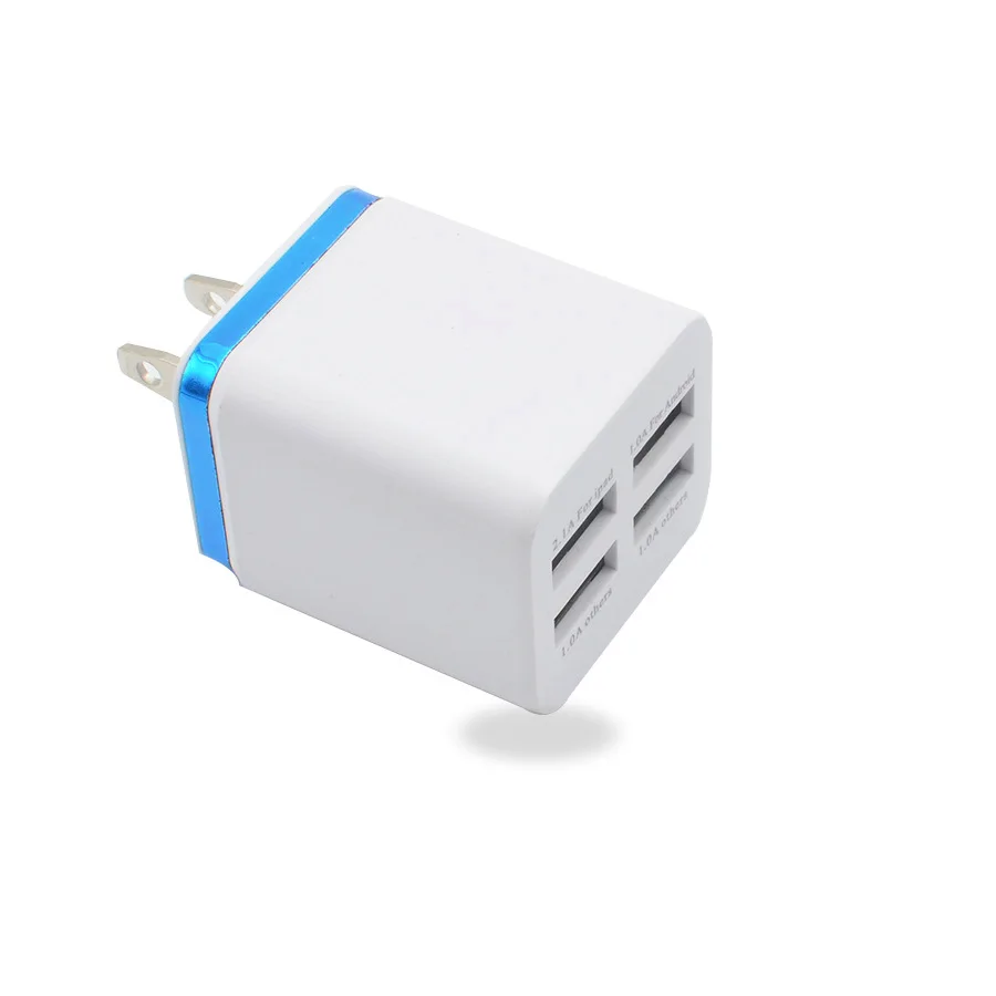 Новое покрытие зарядное устройство 4USB зарядное устройство для мобильного телефона 2.1A 4 USB металлическое боковое зарядное устройство