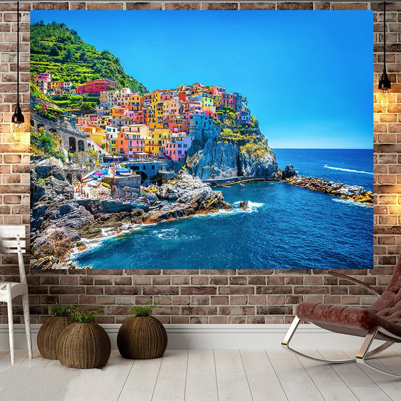 Multi Pattern Sunset Sea Side Scenery Ocean Background Wall Decor Printing Home Tapestry Room Decoration 9 Size | Дом и сад