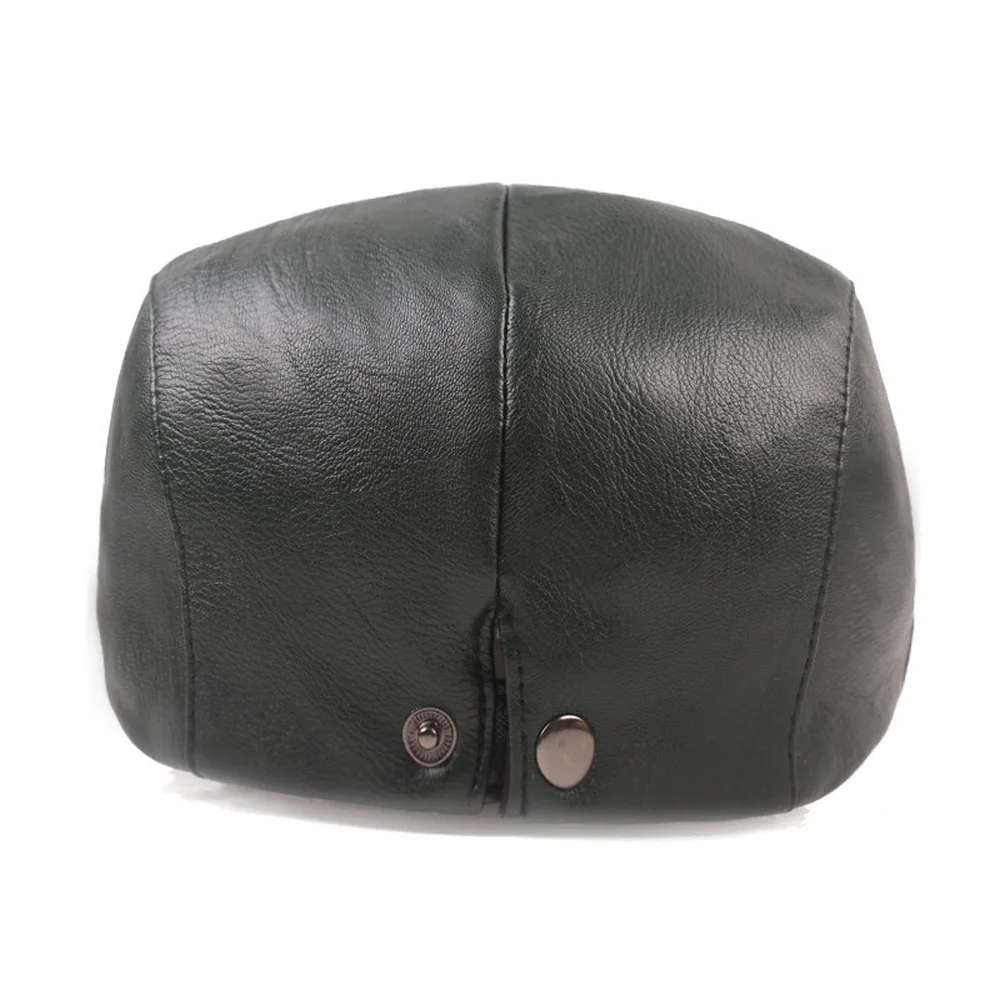 Man Berets PU Material Hats with Visor for Male Solid Color Adjustable Head Circumference High Quality Outdoor Fashion