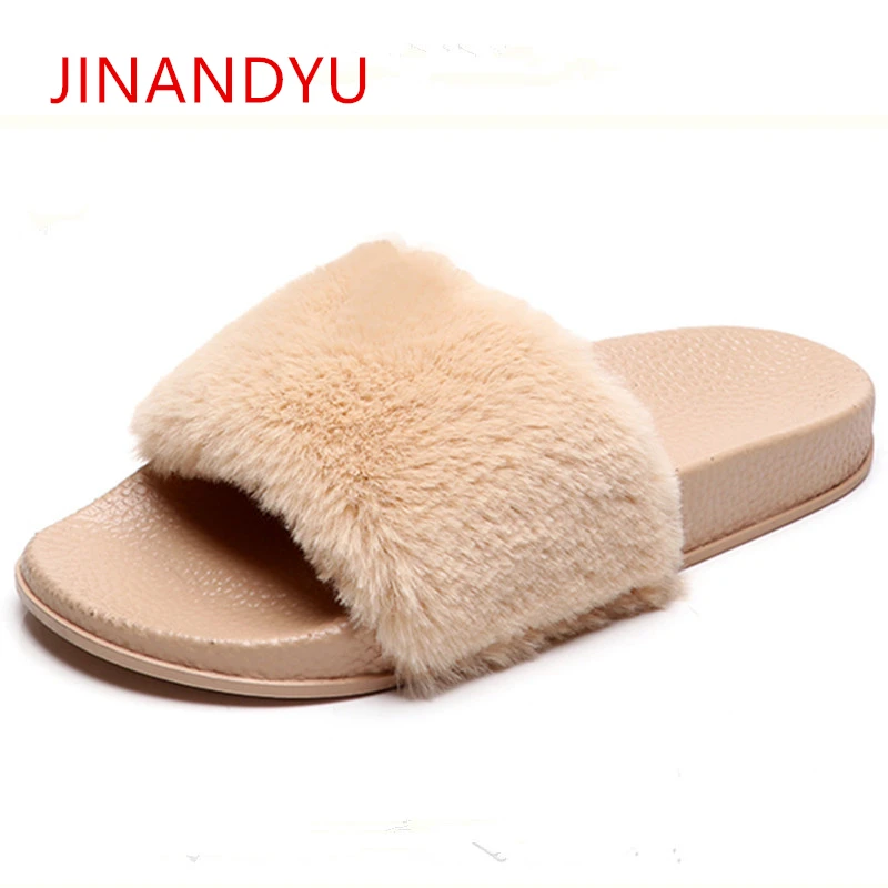 

Fluffy Slippers Warm Women Plataform Shoes Fashion Plush Flat Mules Shoes Women Flip Flop Faux Fur House Slippers Platform Shoe