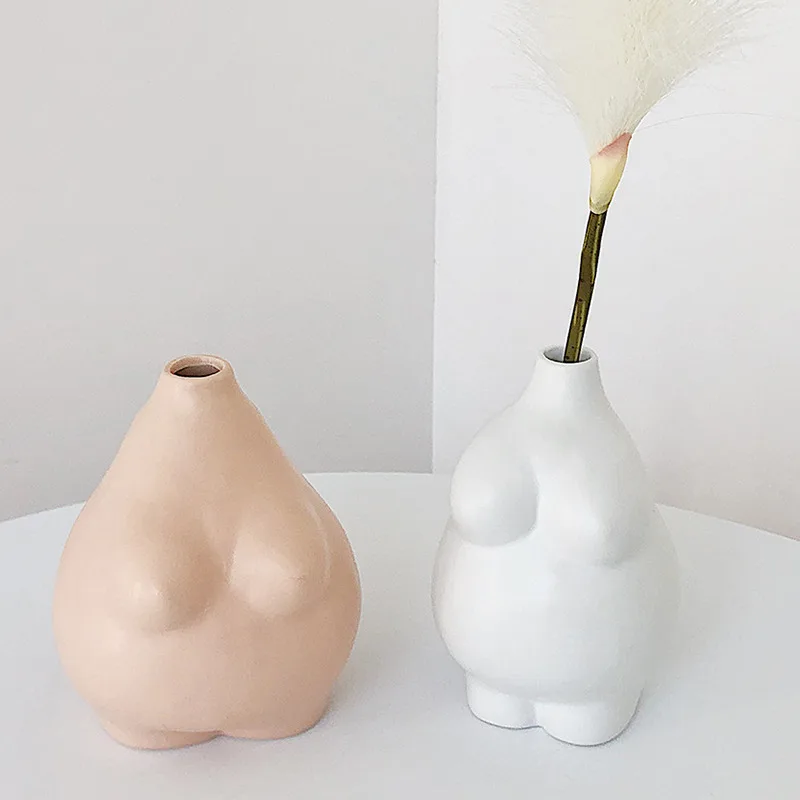 

Art Human Body Ceramic Vase Plump Fat Buttocks Naked Girl Vase Decoration Planting Machine Home Accessories Sculpture Ornamental