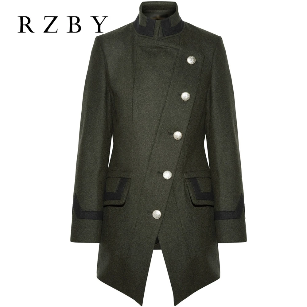 

Женское шерстяное пальто, простое шерстяное пальто, военная куртка, Великобритания, 2021, Осень-зима, размера плюс