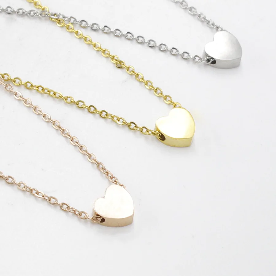 

10Pcs/Lot 45cm Heart Pendant Necklace Mirror Polish Stainless Steel Necklace For Womens Mens Children Fashion Jewelry