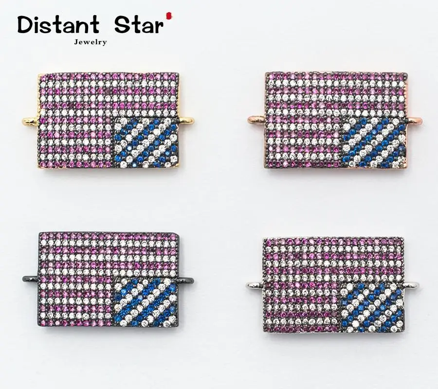 

Медный браслет «сделай сам», ожерелье, серьги, соединитель, двойной цвет, подходящие ювелирные изделия, микро-ПАВЕ, соединитель CZ