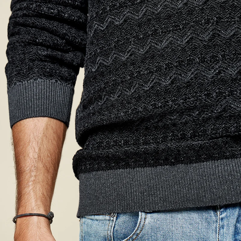 KUEGOU 2019 Autumn Cotton Stripe Black Sweater Men Pullover Casual Jumper For Male Wear Brand Knitted Korean Style Clothes 12673 | Мужская