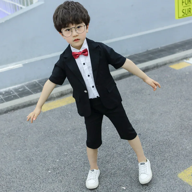 Детские Формальные костюмы из 2 предметов блейзер для маленьких мальчиков летняя