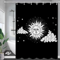 white black sun moon mandala starry sky shower curtains bohemian gypsy psychedelic tapiz astrology waterproof bathroom curtains