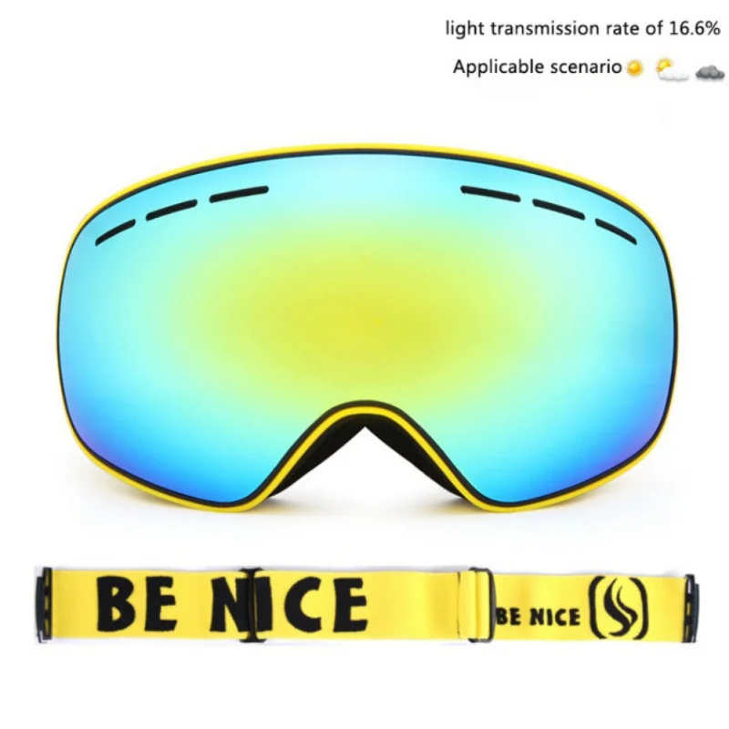 

Ski Goggles Double Layers UV400 Anti-fog Snowboard Eyewear Anti-fog Big Ski Mask Glasses Snow Snowmobile Skiing