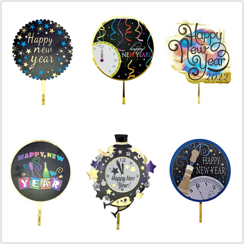 

New 2022 Happy New Year Party Acrylic Cake Toppers Merry Christmas Cake Toppers for Home Happy New Year Party Cake Decorations