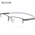 BCLEAR, оправа для очков из чистого титана, Мужские квадратные очки, мужские классические полуоптические оправы для очков по рецепту, Противоскользящие силиконовые оправы