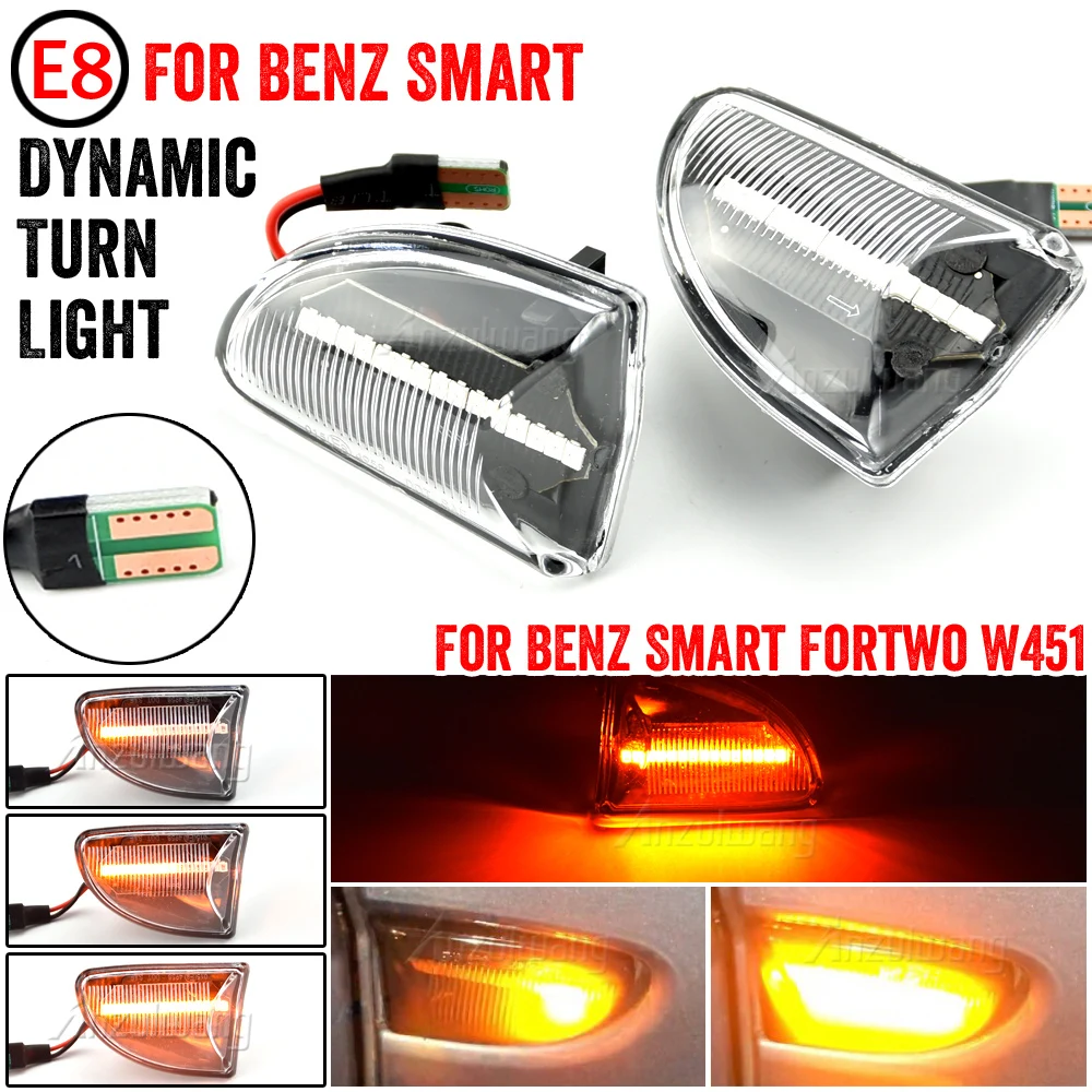 

2pcs Amber Dynamic LED Marker Light For Mercedes Benz Smart Fortwo W451 Coupe Cabrio Side Turn Signal Light 12V Accessories