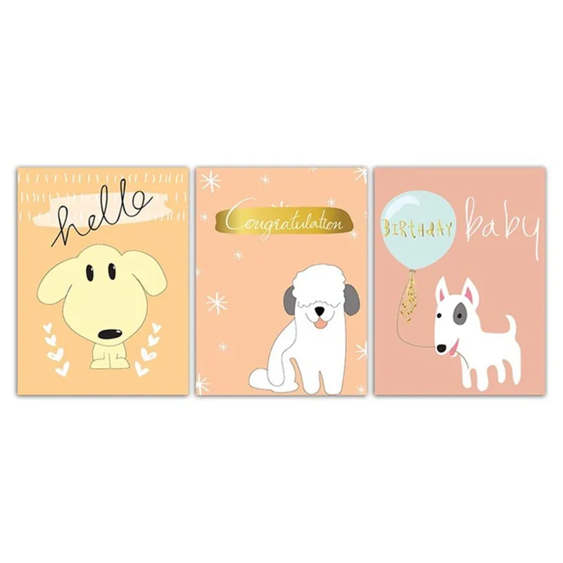 Скандинавский стиль акварельные милые животные постер с собакой напечатанная