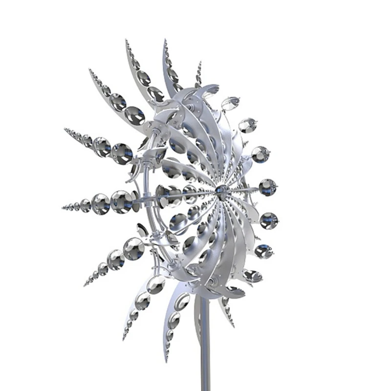 2021 New Unique Metal Windmill Geometric Kinetic Wind Spinner Catcher with Stake Decor year | Дом и сад