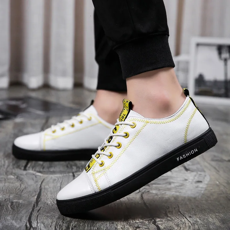 

Spring Autumn Casual Shoes Man Fashion Flat Lace Up Male PU Leather Shoes Trend Leisure Footwear Non-slip Hot Sale Sneakers