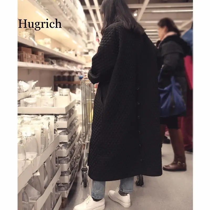 Женский Длинный свободный тренчкот черная ветровка большого размера в