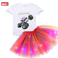 girls blaze and the machines cartoon tutu skirt ribbon monster birthday gift toddler baby rainbow outfit set girl clothes party