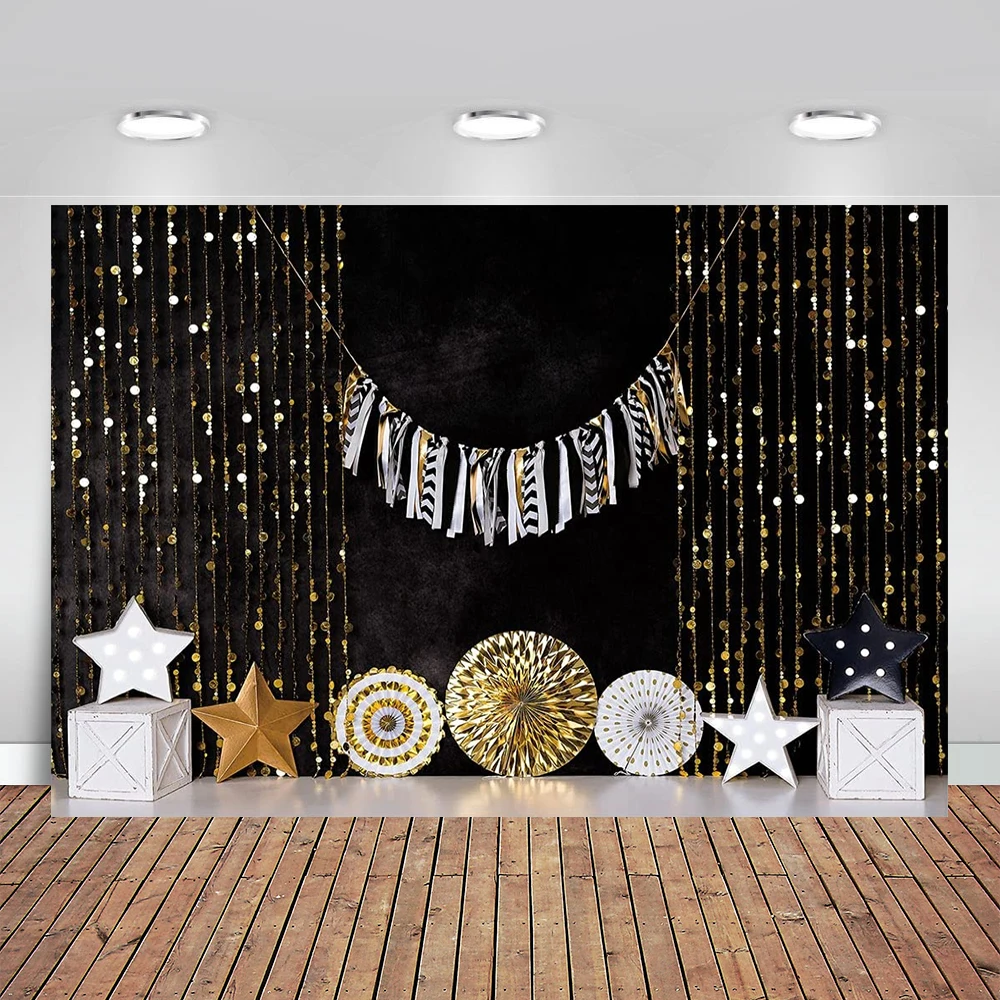 Black Boy Newborn Portrait Cake Smash Photography Backdrop Baby Shower Kids 1st Birthday Party Supplies Stars Background