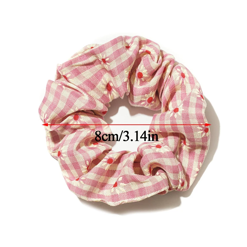 

1Pcs Girls Gride Scrunchie Women Floral Printed Rubber Bands Sweet Hair Rope Ponytail Holder Hair Accessories Elastic Hair Bands