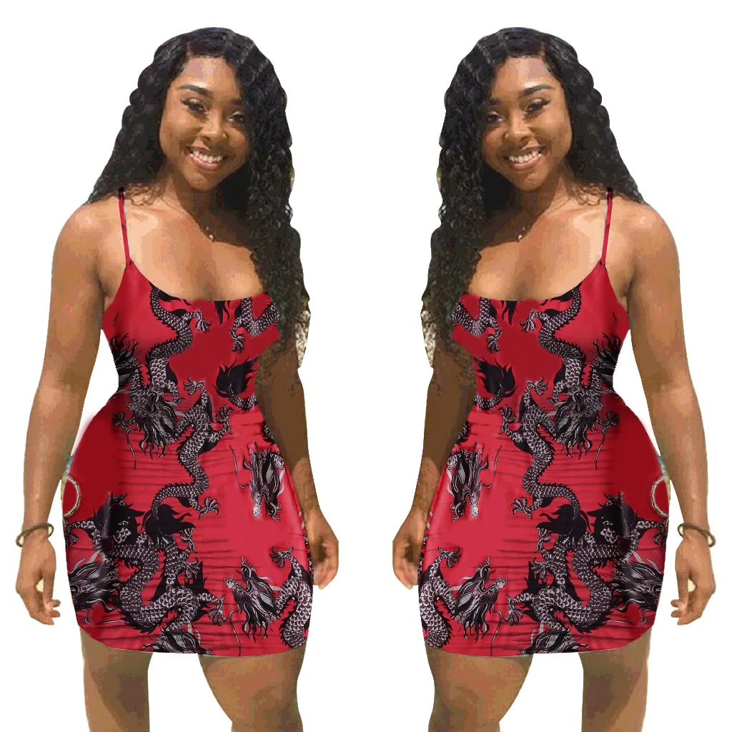 

2020 Summer Women's Dress European and American Hot Style Model Striped Print Sexy Casual Fashion One-piece Set