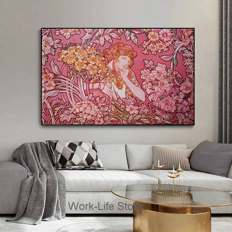 Винтажная красота Alphonse Fly Настенная картина с цветочным рисунком для женщин
