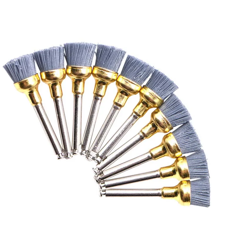 

10Pcs Dental Polishing Brush Silicon carbide Material Latch Flat Bowl Teeth Polisher Prophy Brushes for Contra Angle Handpiece