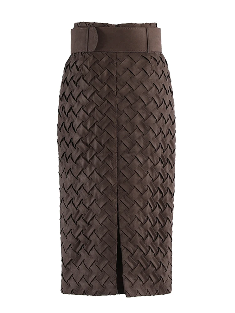 TWOTWINSTYLE повседневная трикотажная юбка для женщин с высокой талией простая