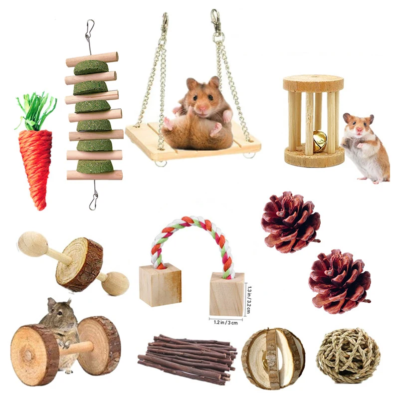 12 шт./компл. деревянные игрушки для хомяка|Игрушки| |
