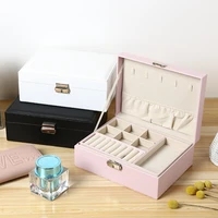 new high capacity leather jewelry box travel jewelry organizer multifunction necklace earring ring storage box women gifts