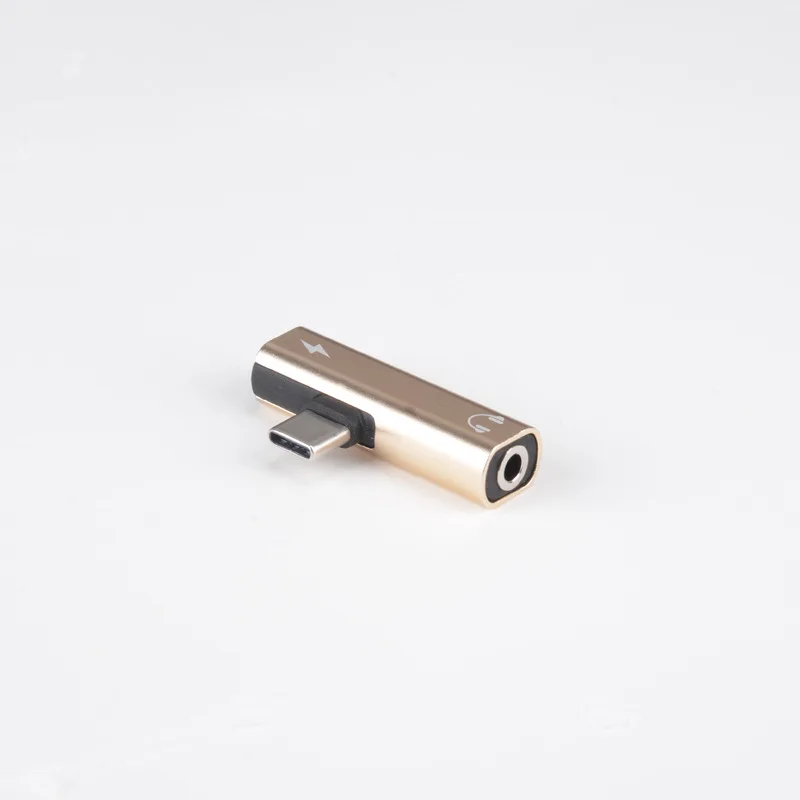 Золотой 2 в 1 Тип C до 3,5 мм разъем для зарядки наушников конвертер usb type-C аудио адаптер для Xiaomi 6 huawei P10 mate 20 type C телефонов - Цвет: Золотой