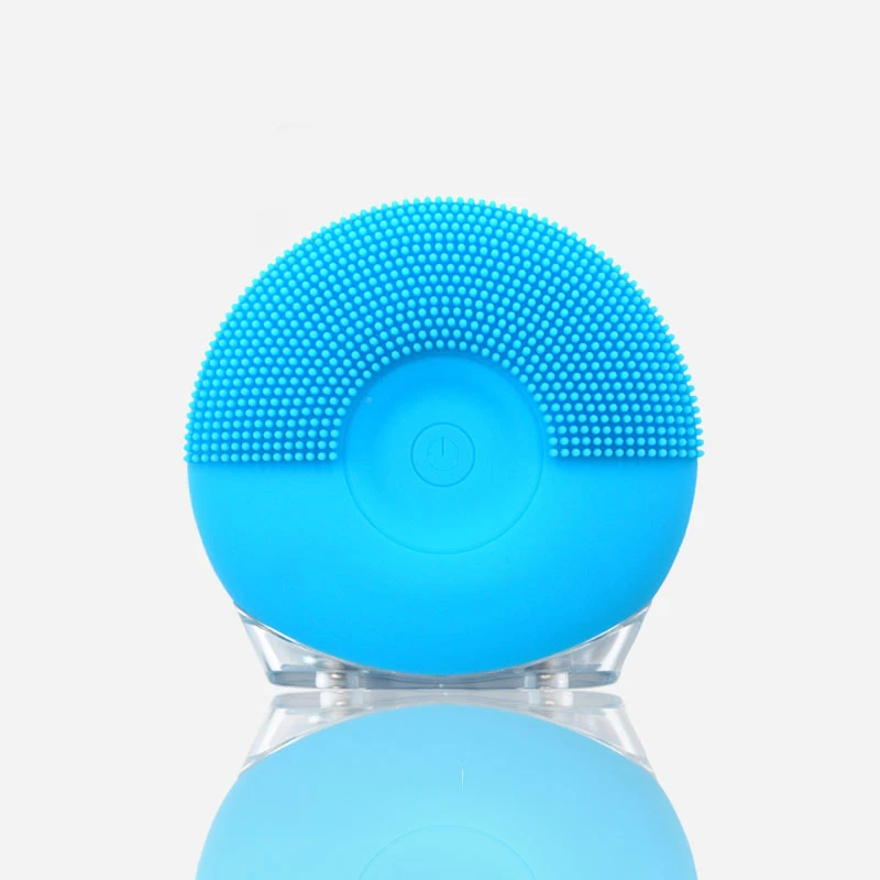 Blue Ультразвуковая щетка для чистки лица Мини силиконовая электрическая щетка для лица Очиститель водонепроницаемый инструмент лицевой уход за кожей красота инструмент - Цвет: Blue