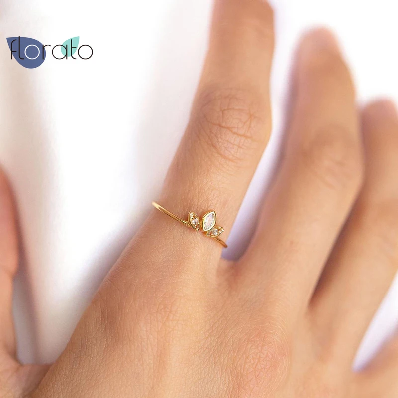 

INS Simple Triple Diamond Female Gold White Zircon Ring S925 Sterling Silver Rings For Women Fashion Jewelry Bague Femme A40