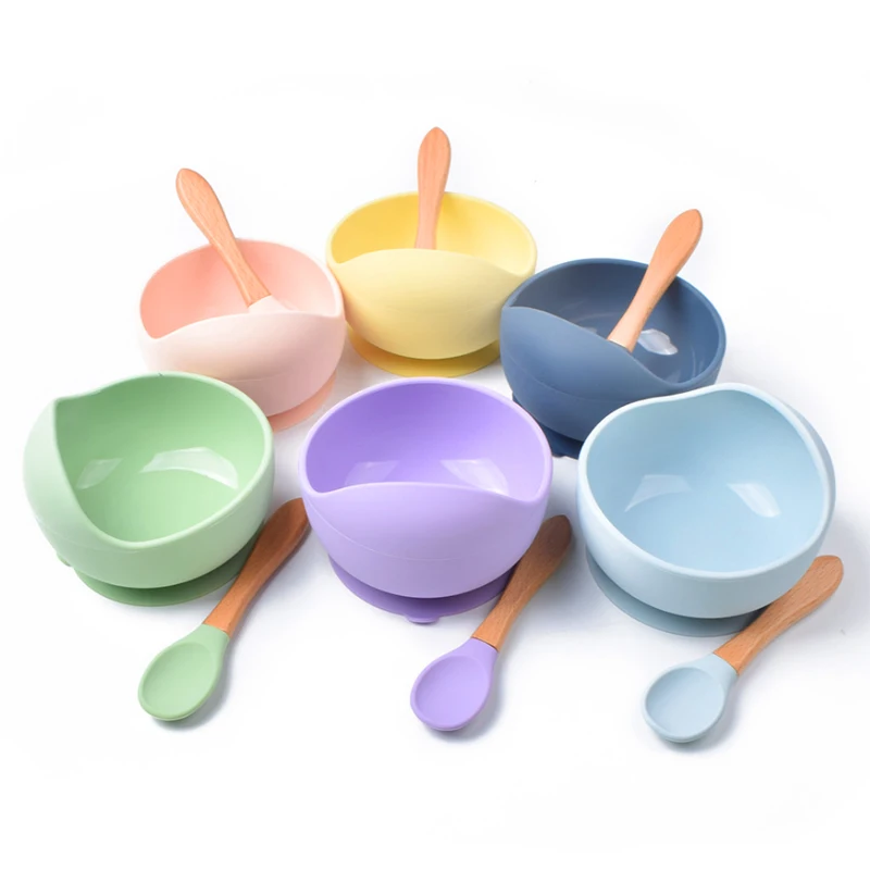 Детская силиконовая миска кормушка посуда ложка водонепроницаемая на присоске