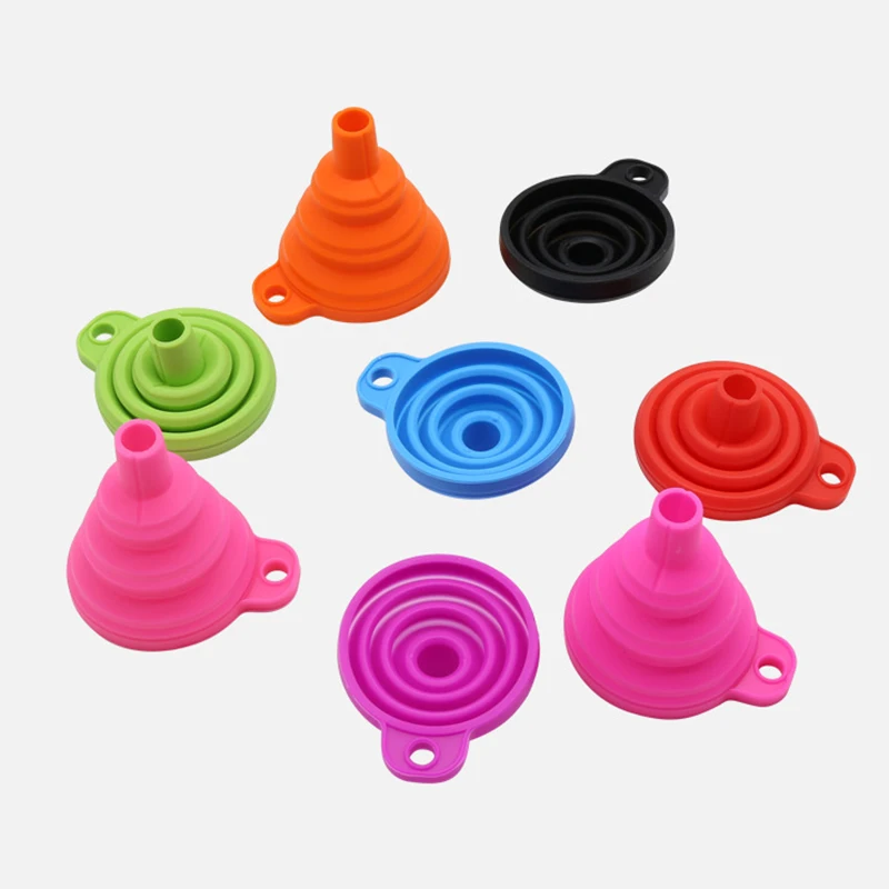 

1pcs Mini Foldable Funnel Silicone Collapsible Funnel Folding Portable Funnels Be Hung Household Liquid Dispensing Kitchen Tools
